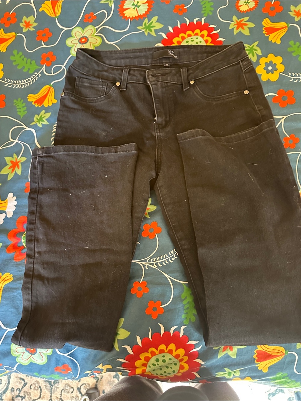 1822 Denim Black Wide-Leg High-Rise Jeans Sz 10